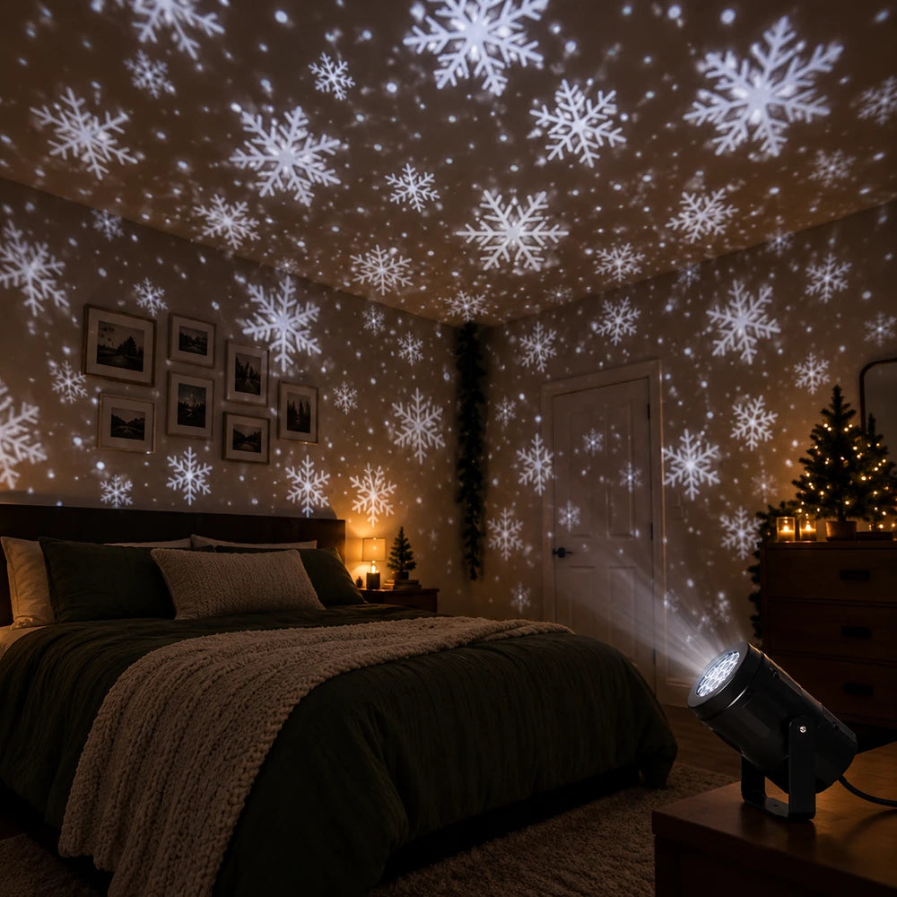 Snowflake Projection Night Light USB Rotating Atmosphere Light