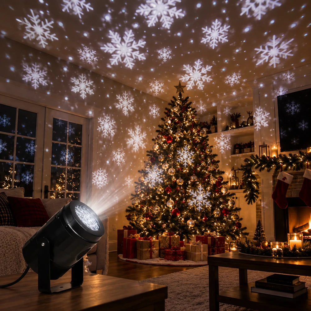 Snowflake Projection Night Light USB Rotating Atmosphere Light