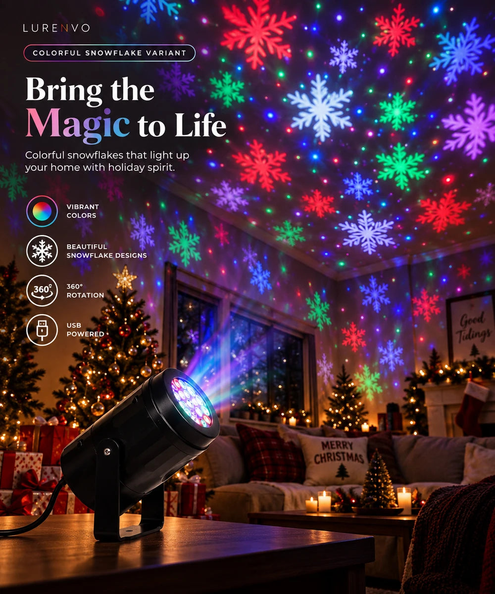Snowflake Projection Night Light USB Rotating Atmosphere Light