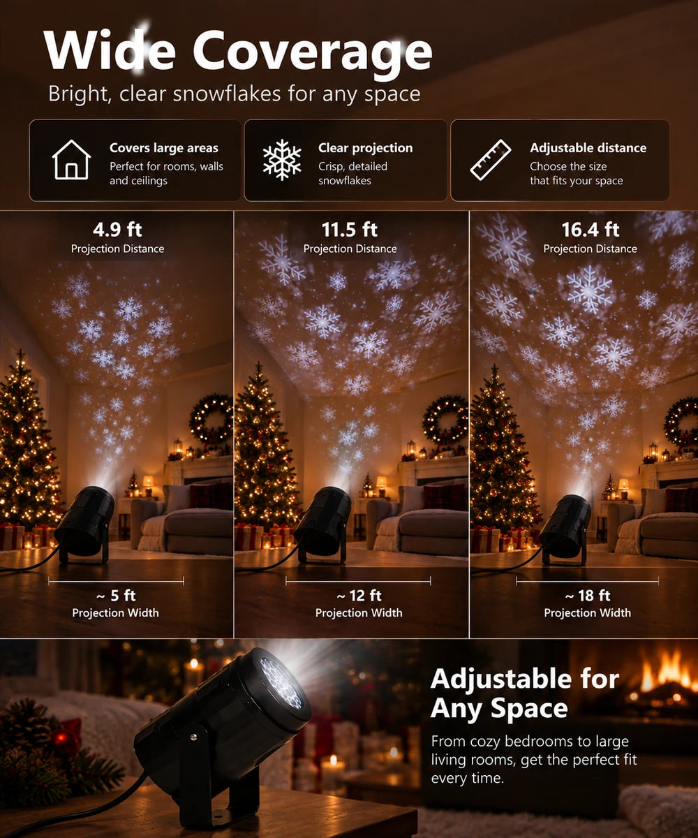 Snowflake Projection Night Light USB Rotating Atmosphere Light