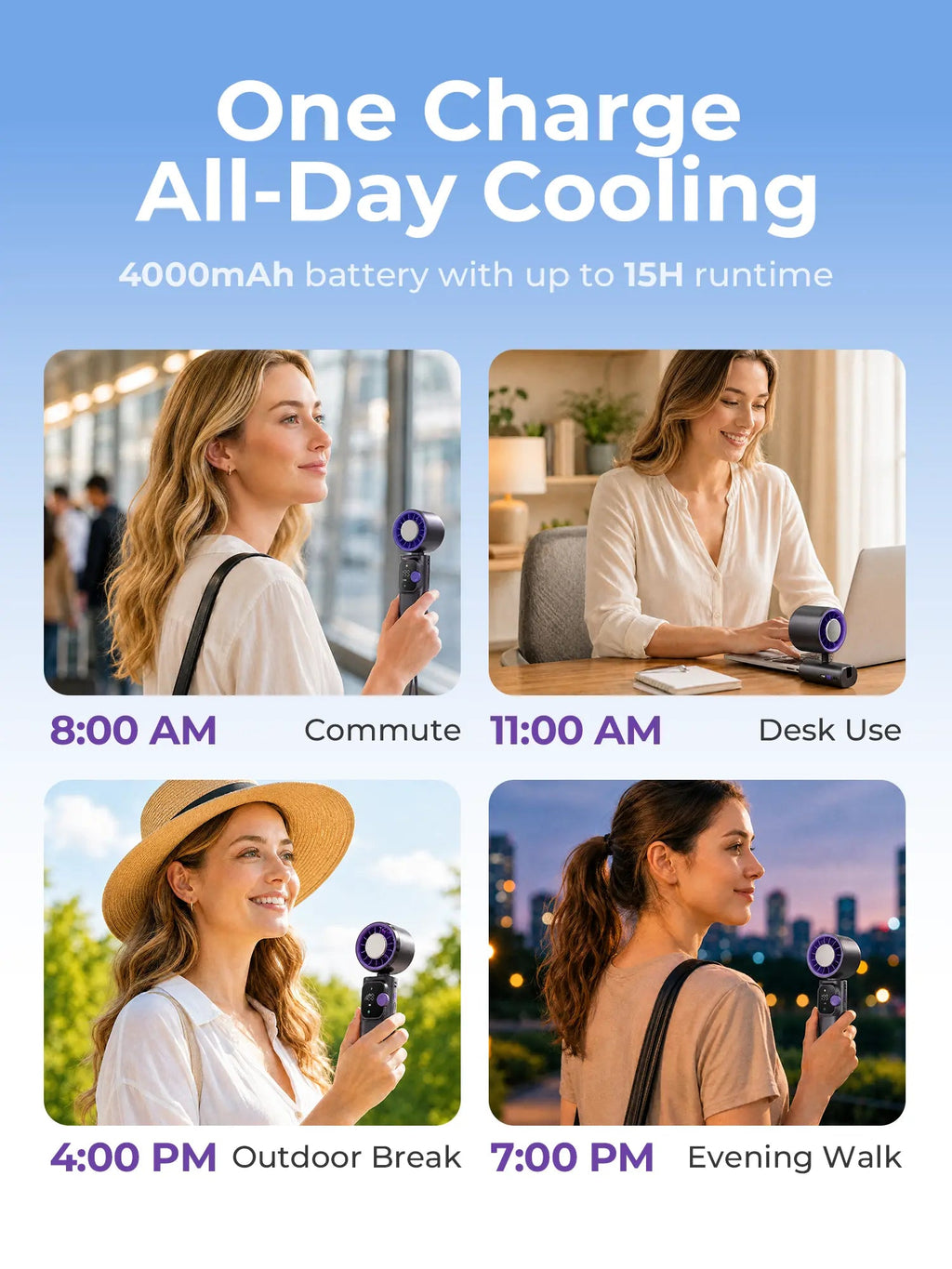 Portable handheld fan lifestyle photo